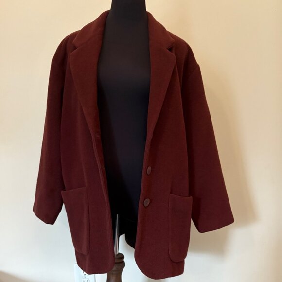 Vintage Eileen Fisher Wool Cashmere Fully Lined Oversized Blazer Coat Size Large - Picture 3 of 8